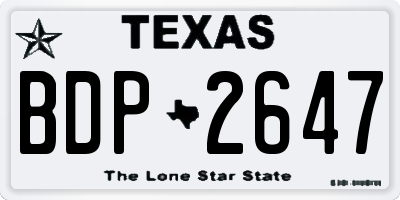 TX license plate BDP2647