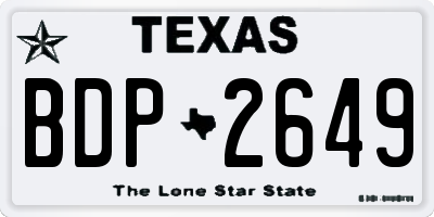 TX license plate BDP2649
