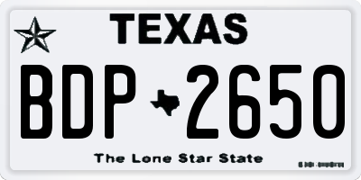 TX license plate BDP2650