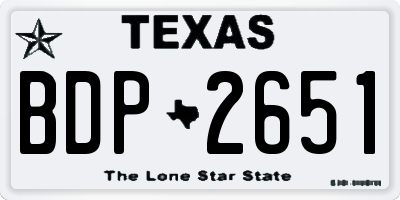 TX license plate BDP2651
