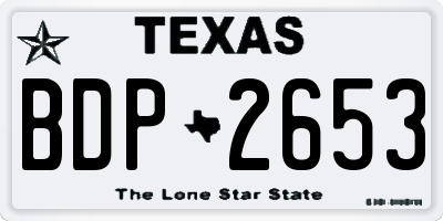 TX license plate BDP2653