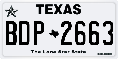 TX license plate BDP2663