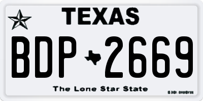 TX license plate BDP2669