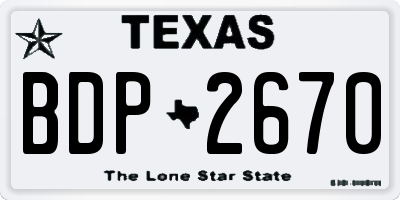 TX license plate BDP2670