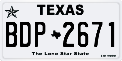 TX license plate BDP2671