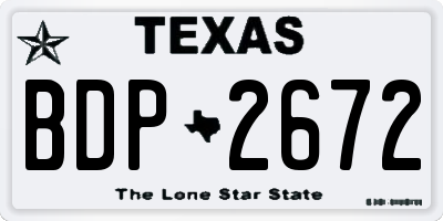 TX license plate BDP2672