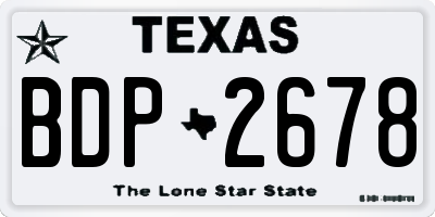 TX license plate BDP2678
