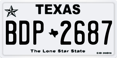 TX license plate BDP2687