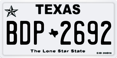 TX license plate BDP2692