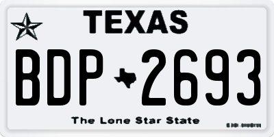 TX license plate BDP2693