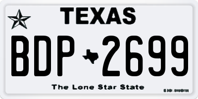 TX license plate BDP2699