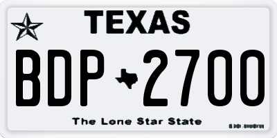 TX license plate BDP2700