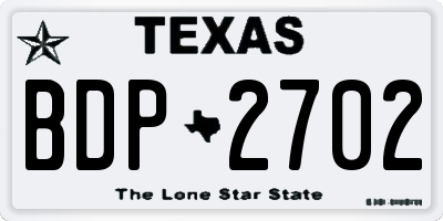 TX license plate BDP2702