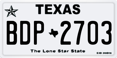 TX license plate BDP2703
