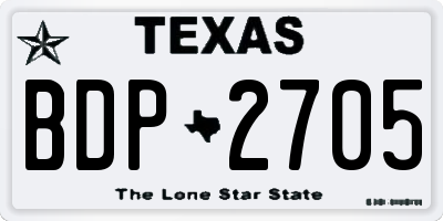 TX license plate BDP2705