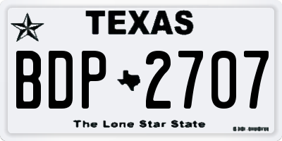 TX license plate BDP2707