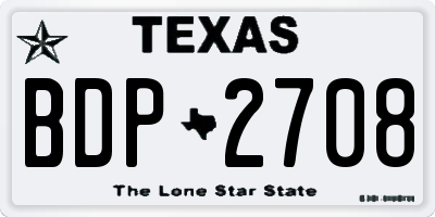 TX license plate BDP2708