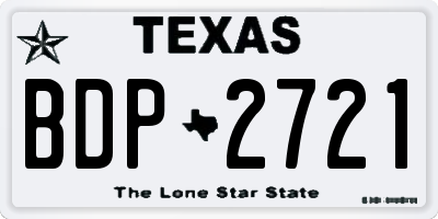 TX license plate BDP2721