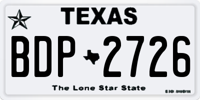 TX license plate BDP2726