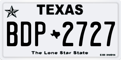 TX license plate BDP2727