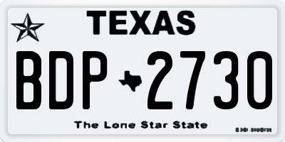 TX license plate BDP2730