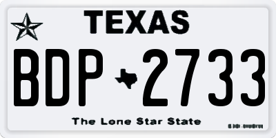 TX license plate BDP2733