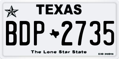 TX license plate BDP2735