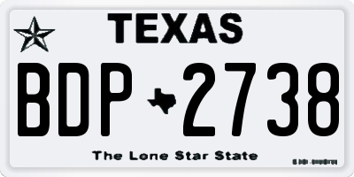 TX license plate BDP2738