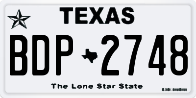 TX license plate BDP2748
