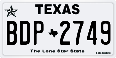 TX license plate BDP2749