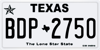 TX license plate BDP2750
