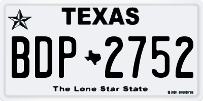 TX license plate BDP2752