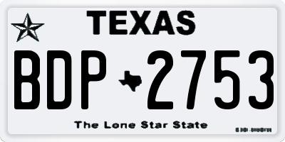TX license plate BDP2753