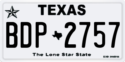 TX license plate BDP2757