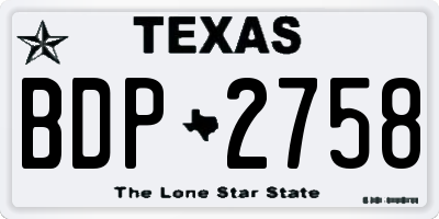 TX license plate BDP2758