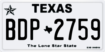 TX license plate BDP2759