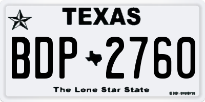 TX license plate BDP2760