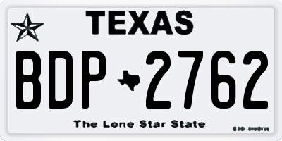 TX license plate BDP2762