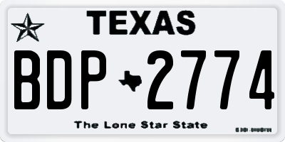 TX license plate BDP2774