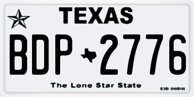 TX license plate BDP2776