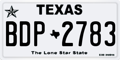 TX license plate BDP2783