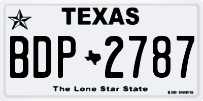 TX license plate BDP2787