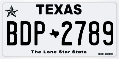 TX license plate BDP2789