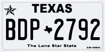 TX license plate BDP2792