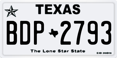 TX license plate BDP2793