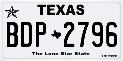 TX license plate BDP2796