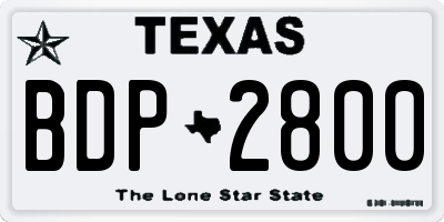 TX license plate BDP2800
