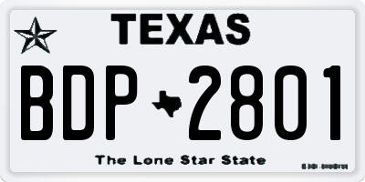 TX license plate BDP2801