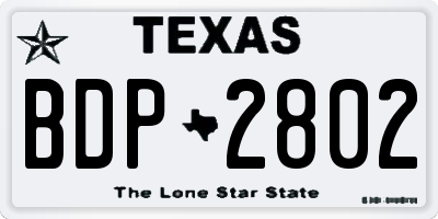 TX license plate BDP2802