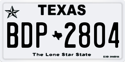 TX license plate BDP2804